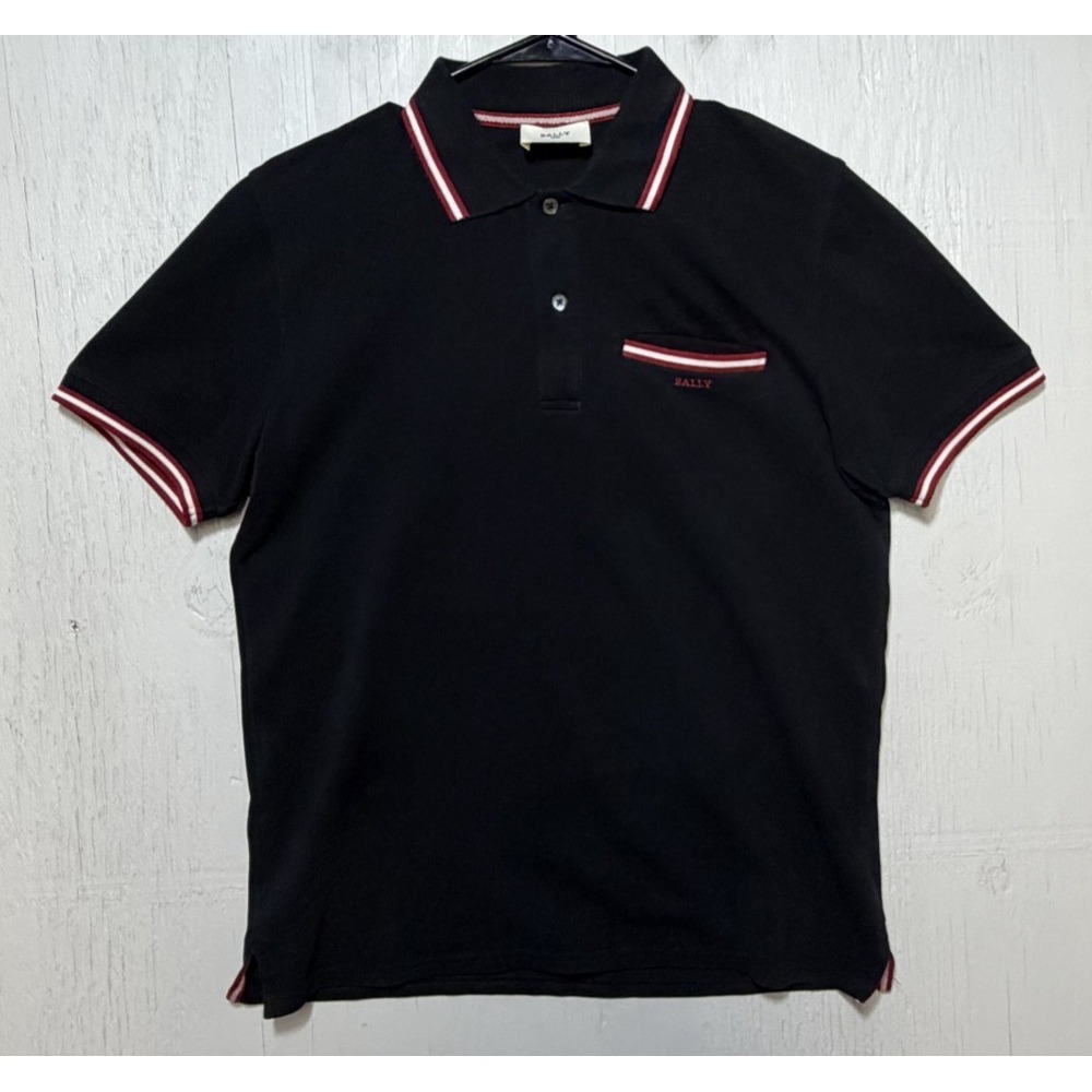 Bally 1851 Polo Shirt Mens Size 36 (Small) Black Cotton Made in Portugal Pocket